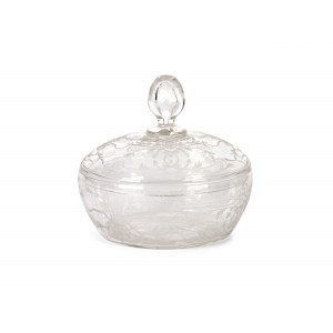 Lidded box, colorless ground glass