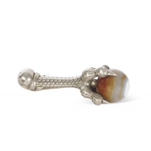 Bird's claw with agate ball, silver-plated brass