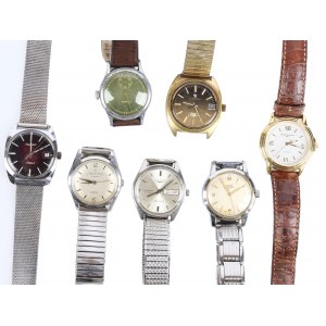 Collection of 7 men's wristwatches, metal case