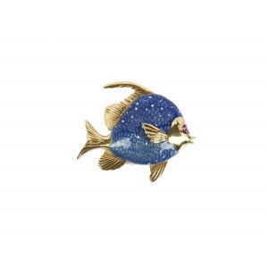 Brooch in the shape of a fish, ruby as an eye