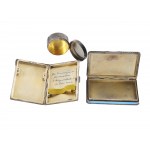 Mixed lot: 3 tins, silver marked and enameled