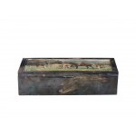 Cigar box with scene of a fox hunt, silver-plated metal