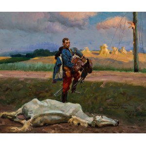 Wojciech Kossak (1856 - 1942), Farewell to a Faithful Companion.