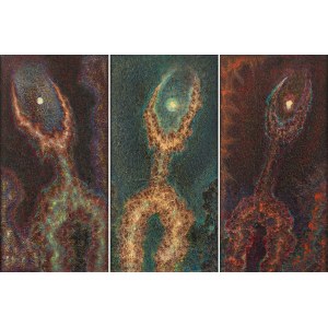 Jerzy Tchórzewski (1928 Siedlce - 1999 Warsaw), Little litany to the stars - triptych, 1980-87