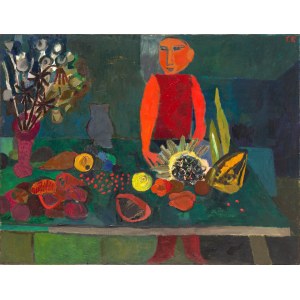Teresa Pągowska (1926 Warszawa - 2007 Warszawa), Sprzedawca owoców, 1956