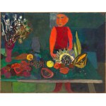 Teresa Pągowska (1926 Warszawa - 2007 Warszawa), Sprzedawca owoców, 1956