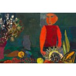 Teresa Pągowska (1926 Warszawa - 2007 Warszawa), Sprzedawca owoców, 1956