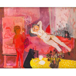Teresa Pągowska (1926 Warszawa - 2007 Warszawa), Modelka w pracowni artysty, 1957