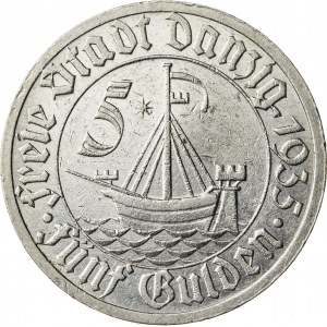 5 guldenów 1935, Wolne Miasto Gdańsk, koga