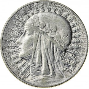 5 zł 1932, II RP, kobieta w czepcu, ze znakiem mennicy, rzadka