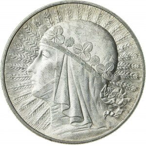 10 zł 1932, II RP, kobieta w czepcu, ze znakiem mennicy, PIĘKNA