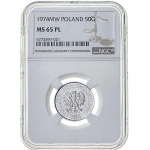 50 gr 1972, PRL, MS65 PROOF LIKE, MAX, najwyższa nota NGC