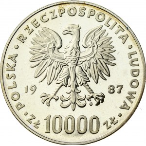 10 000 zł 1987, PRL, Jan Paweł II, lustrzanka