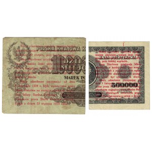 1 grosz 1924 (lewa połówka) oraz 5 groszy 1924 (prawa połówka), bilet zdawkowy