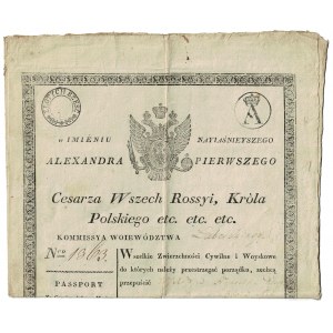 paszport, XIX wiek, wydany w Lublinie w 1822 roku, RRR