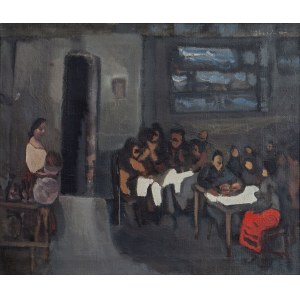 Alfred ABERDAM (1894 - 1963), Scène à l'auberge