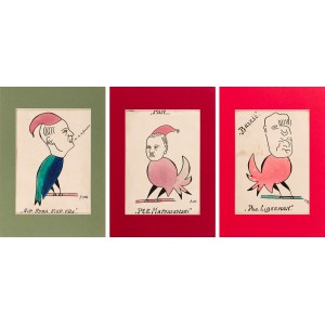 ARTIST INDEPENDENT, POLISH (1st half of 20th century), Set of 3 satirical drawings, 1931