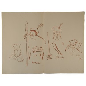 Karol FRYCZ (1877 - 1963), Zelwerowicz, Kotarbiński i Jednowski jako Lichocki, Bartosz i Nicefor oraz Kościuszko w sztuce Anczyca Kościuszko pod Racławicami, teka Melpomeny, 1904