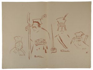 Karol FRYCZ (1877 - 1963), Zelwerowicz, Kotarbiński i Jednowski jako Lichocki, Bartosz i Nicefor oraz Kościuszko w sztuce Anczyca 
