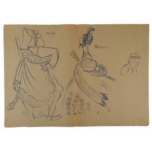 Karol FRYCZ (1877 - 1963), Marian Jednowski, Józefa Wójcicka and Aleksander Zelwerowicz as Nicefor, Filomena and Lichocki in Anczyc's play Kościuszko pod Racławicami, Melpomena portfolio, 1904