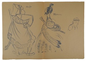 Karol FRYCZ (1877 - 1963), Marian Jednowski, Józefa Wójcicka i Aleksander Zelwerowicz jako Nicefor, Filomena i Lichocki w sztuce Anczyca 