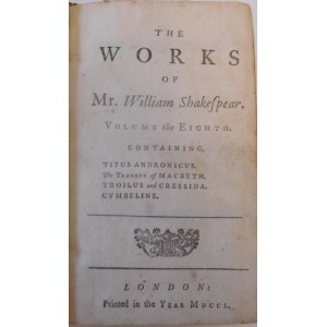 1750 [MAKBET] SHAKESPEARE WILLIAM, The Works (...).