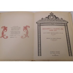 1962 [LOUIS XVI], TESTAMENT DE SA MAJESTE LE ROI LOUIS XVI. Suivi quelques unes de ses pensées et du récit de sa mort (...).