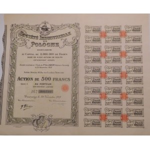 1919. TOWARZYSTWO PRZEMYSŁU POLSKIEGO TOURCOING. 500 FRANKÓW.