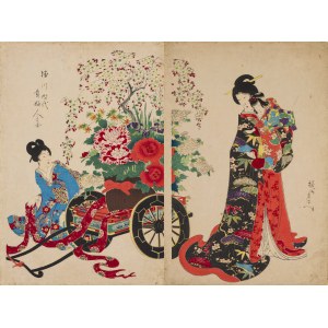 Toyohara Chikanobu (1838-1912), Hanaguruma (Kwiecisty powóz), z tryptyku Damy ery Tokugawa, 1895