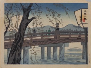 Tomikichirō Tokuriki (1902-2000), Cztery pory roku w Kioto - Lato: Most Sanjo wieczorem, wyd. Uchida, ok. 1940-45