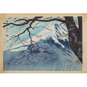 Tomikichirō Tokuriki (1902-2000), Góra Fuji i kwiaty wiśni w Tateho, 1939/1940