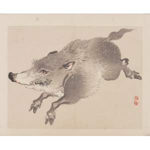 Kōno Bairei (1844-1895), wyd. Yamada Shinzaburo, Pędzący dzik, Kioto, 1913