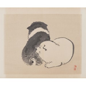 Kōno Bairei (1844-1895), wyd. Yamada Shinzaburo, Para szczeniąt, Kioto, 1913