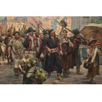Wojciech KOSSAK (1856-1942), Kilinski führt russische Gefangene, 1908 Chromolithographie;