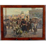 Wojciech KOSSAK (1856-1942), Kilinski führt russische Gefangene, 1908 Chromolithographie;