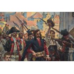 Wojciech KOSSAK (1856-1942), Kilinski führt russische Gefangene, 1908 Chromolithographie;