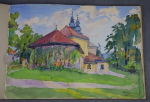 Stanisław FISCHER (1879-1967), Dwa duże szkicowniki, Bochnia, Kraków, 1954 r. akwarele i rysunki