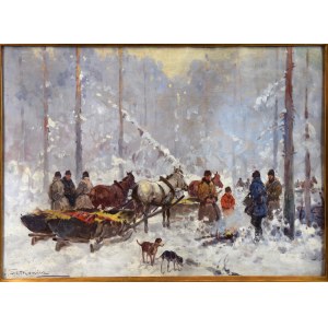 Adam SETKOWICZ (1876-1945), “Przed polowaniem”, olej, lata 30-te.