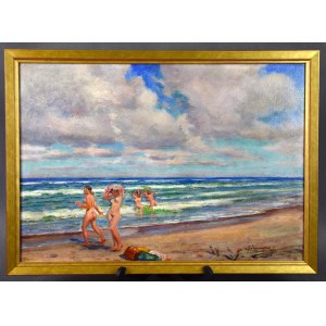 Stanisław ŻURAWSKI (1889-1976), Baignade dans la mer, années 1930.