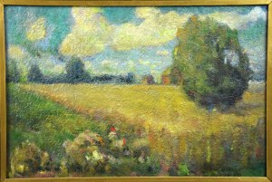 Stanisław DYBOWSKI (1895-1956), “Pejzaż wiejski”, lata 30-te. (dwustronny)