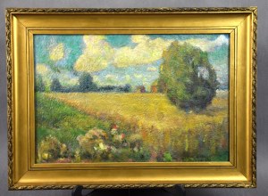 Stanisław DYBOWSKI (1895-1956), “Pejzaż wiejski”, lata 30-te. (dwustronny)