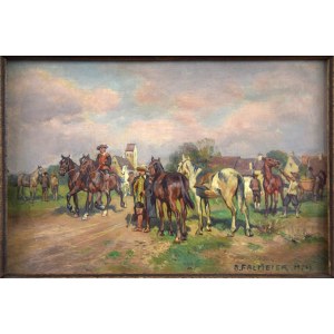 D. FALMEIER, Horse Market, Munich, 19th/20th century.