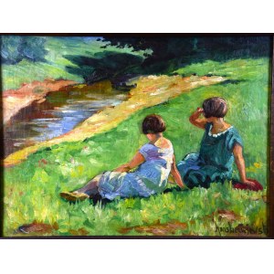 Hans LECIEJEWSKI (Wrocław, XX secolo), Estate in riva al fiume, anni Trenta.