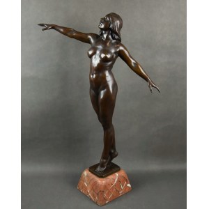 Franz PELESCHKA (1873 - 1911), “Akt kobiety w tańcu”, brąz, Wiedeń, pocz. XX w. 80 cm.