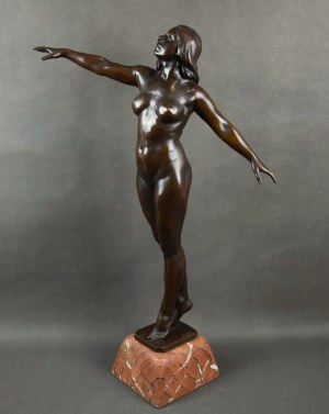 Franz PELESCHKA (1873 - 1911), “Akt kobiety w tańcu”, brąz, Wiedeń, pocz. XX w. 80 cm.