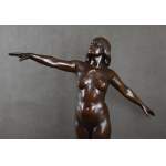 Franz PELESCHKA (1873 - 1911), “Akt kobiety w tańcu”, brąz, Wiedeń, pocz. XX w. 80 cm.