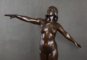 Franz PELESCHKA (1873 - 1911), “Akt kobiety w tańcu”, brąz, Wiedeń, pocz. XX w. 80 cm.