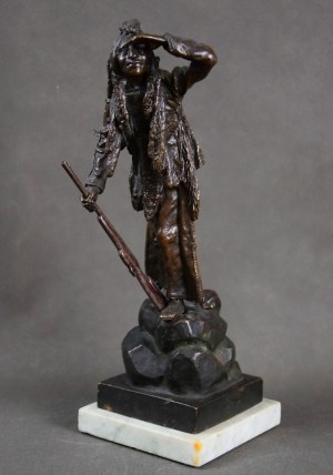 Carl KAUBA (1865 -1922), “Indianin na zwiadach”, brąz, Wiedeń, pocz. XX w.