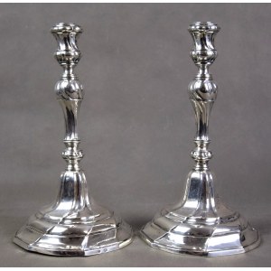 Baroque Candlesticks, Silver, 1796, Netherlands, Mons;