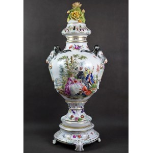 Amfora Scena parkowa, Carl Thieme, Niemcy, XIX w. 71 cm!